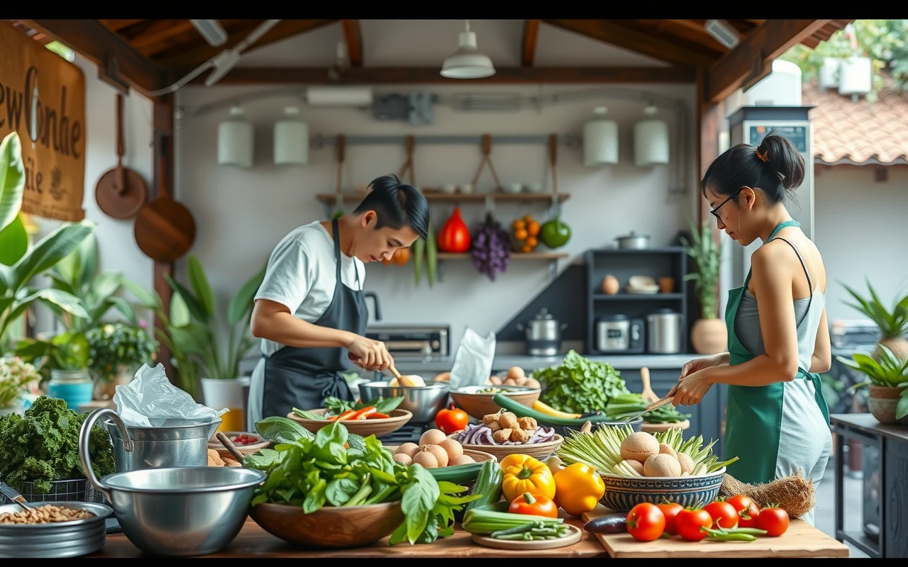Organic cooking class with fresh ingredients