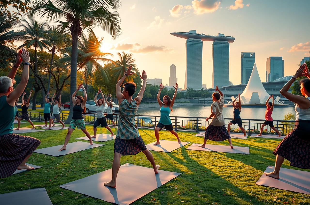 Vinyasa Flow yoga class in Singapore park